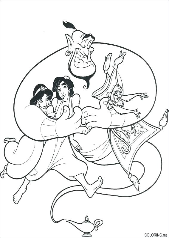 567x794 Aladdin And Jasmine Coloring Pages