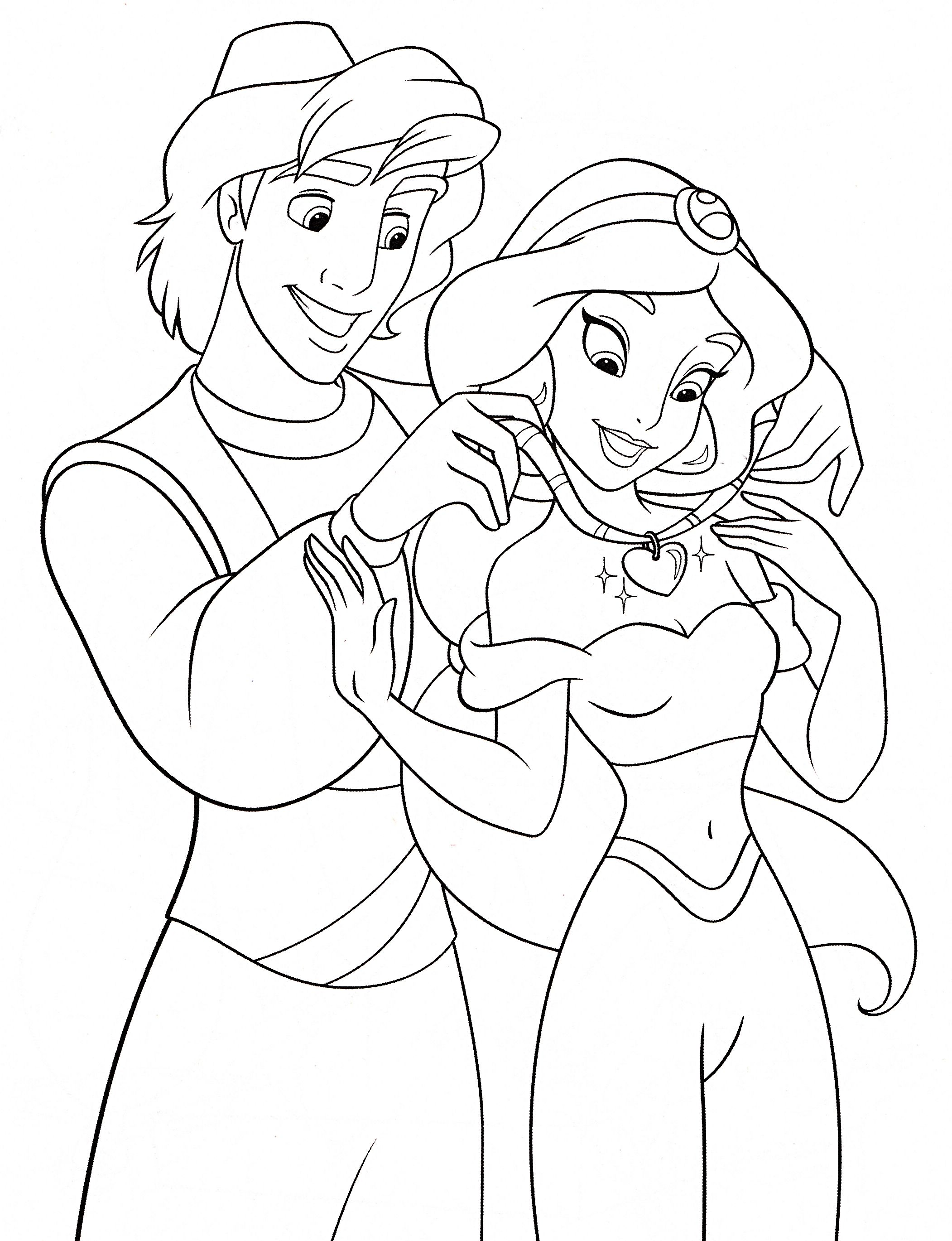 2102x2739 Disneys Aladdin And Princess Jasmine Coloring Pages 01 Coloring