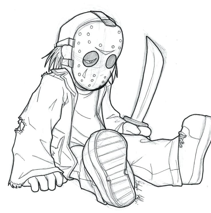 736x742 Pin By Dean On Horror Icons Coloring Book Jason Voorhees Coloring