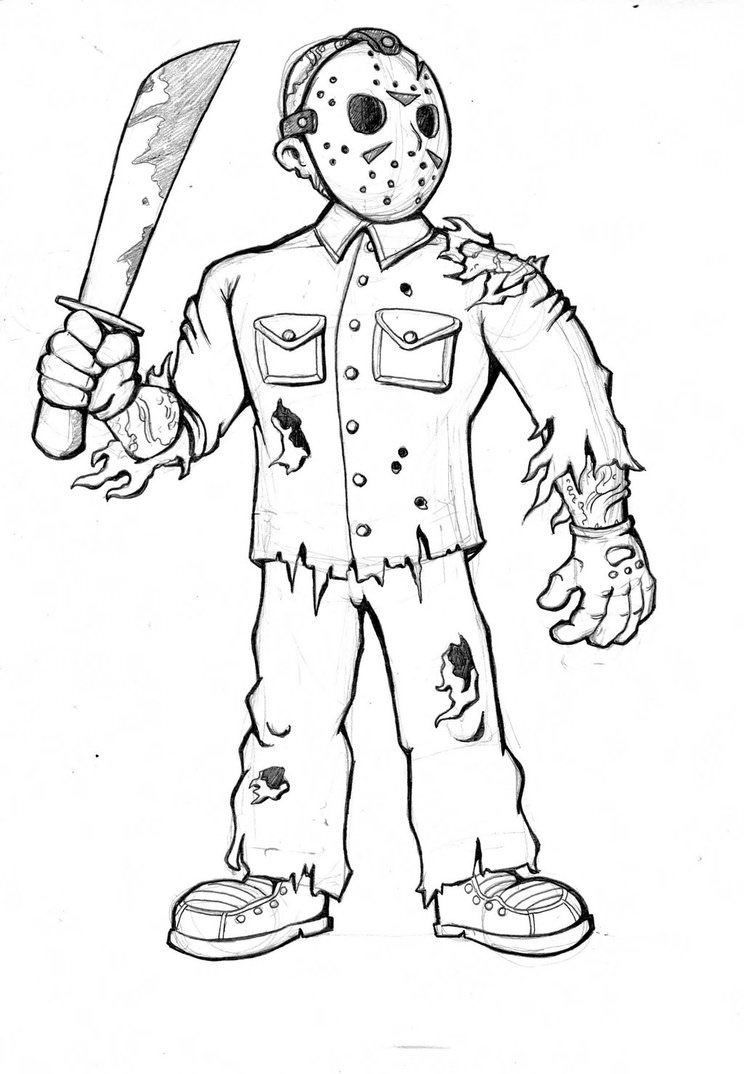 744x1074 Jason Mask Coloring Pages