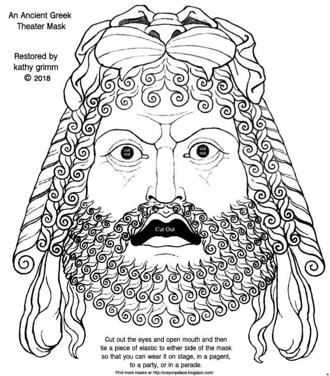 654x745 Ancient Greek Theater Masks For Boys To Color Crayon Palace