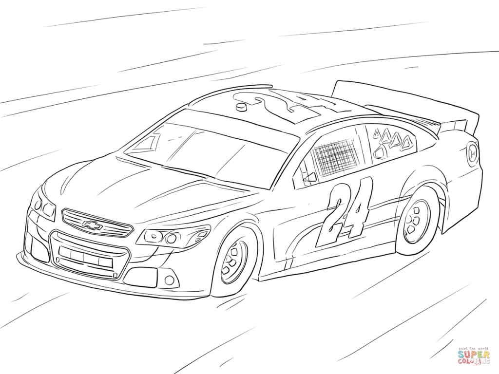 1024x768 Jeff Gordon Nascar Car Coloring Page Download