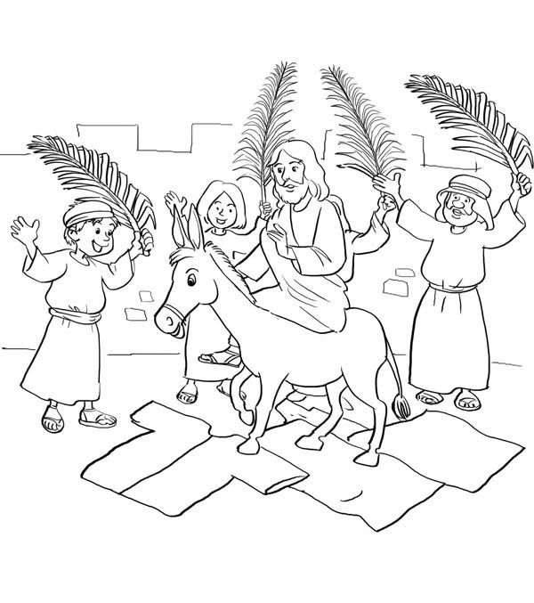600x677 Palm Sunday, Jesus Entry Into Jerusalem In Palm Sunday Coloring