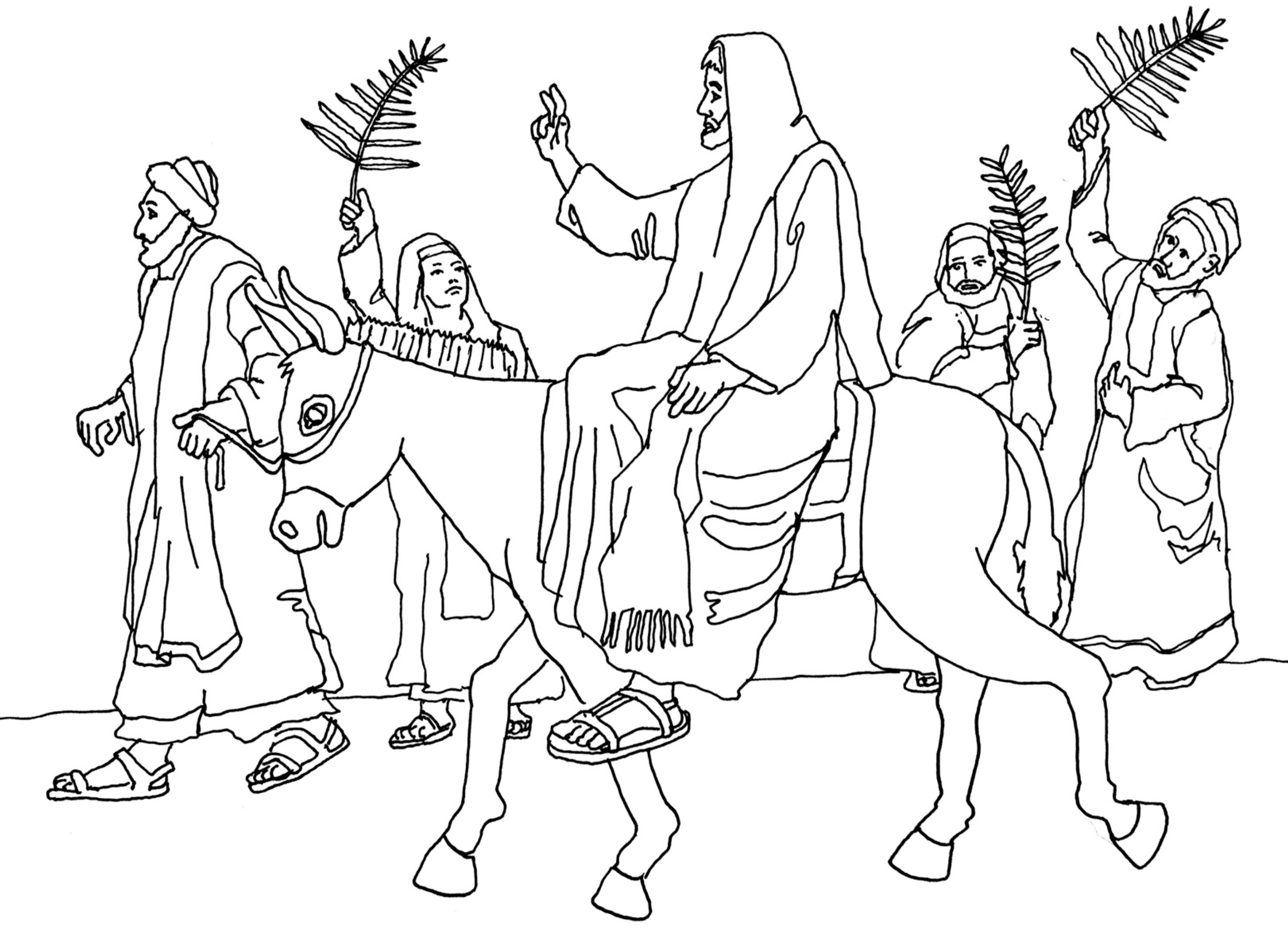 2645x1935 Free Coloring Page ~ Jesus Enters Jerusalem (Palm Sunday)
