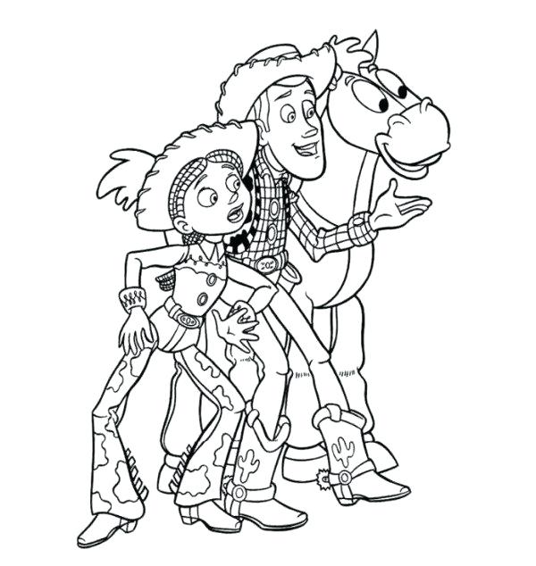 600x634 Jessie Toy Story Coloring Pages Woody Bullseye Toy Story 2