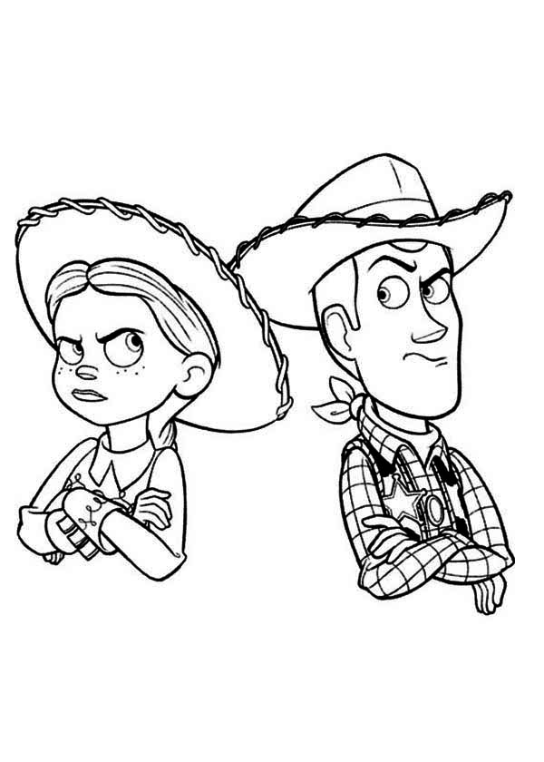 600x840 Jessie And Woddy Are Still Mad Each Other In Toy Story Coloring