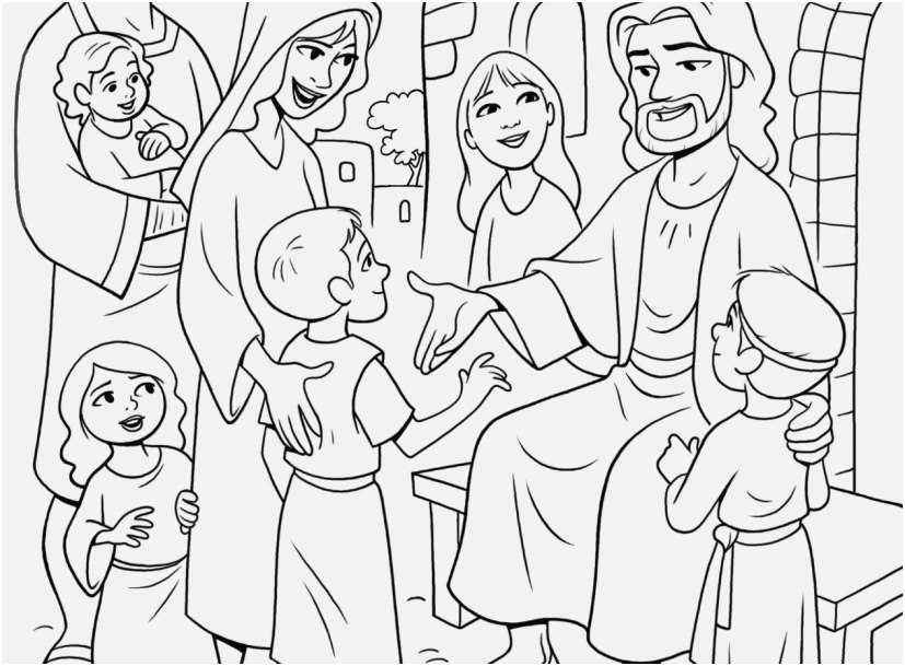 827x609 The Suitable Portraits Jesus With Children Coloring Page Special