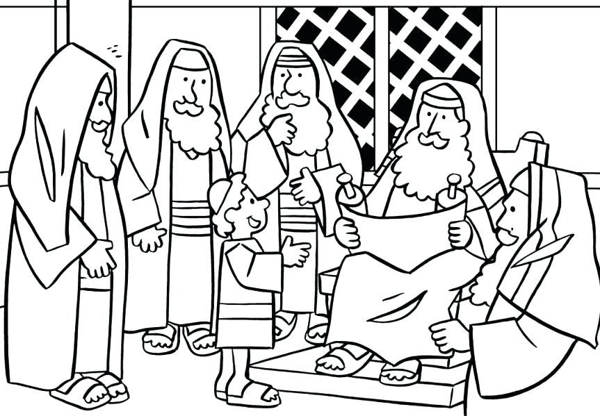 863x599 Jesus At Temple Coloring Page At Temple Craft In