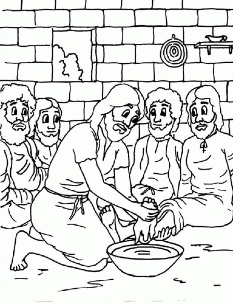 786x1024 Unbelievable Coloring Sheet Jesus Washing Disciples Feet Pics