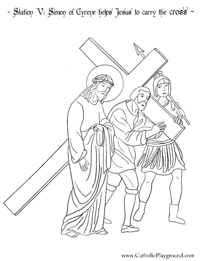 695x900 Station V Simon Of Cyrene Helps Jesus To Carry The Cross