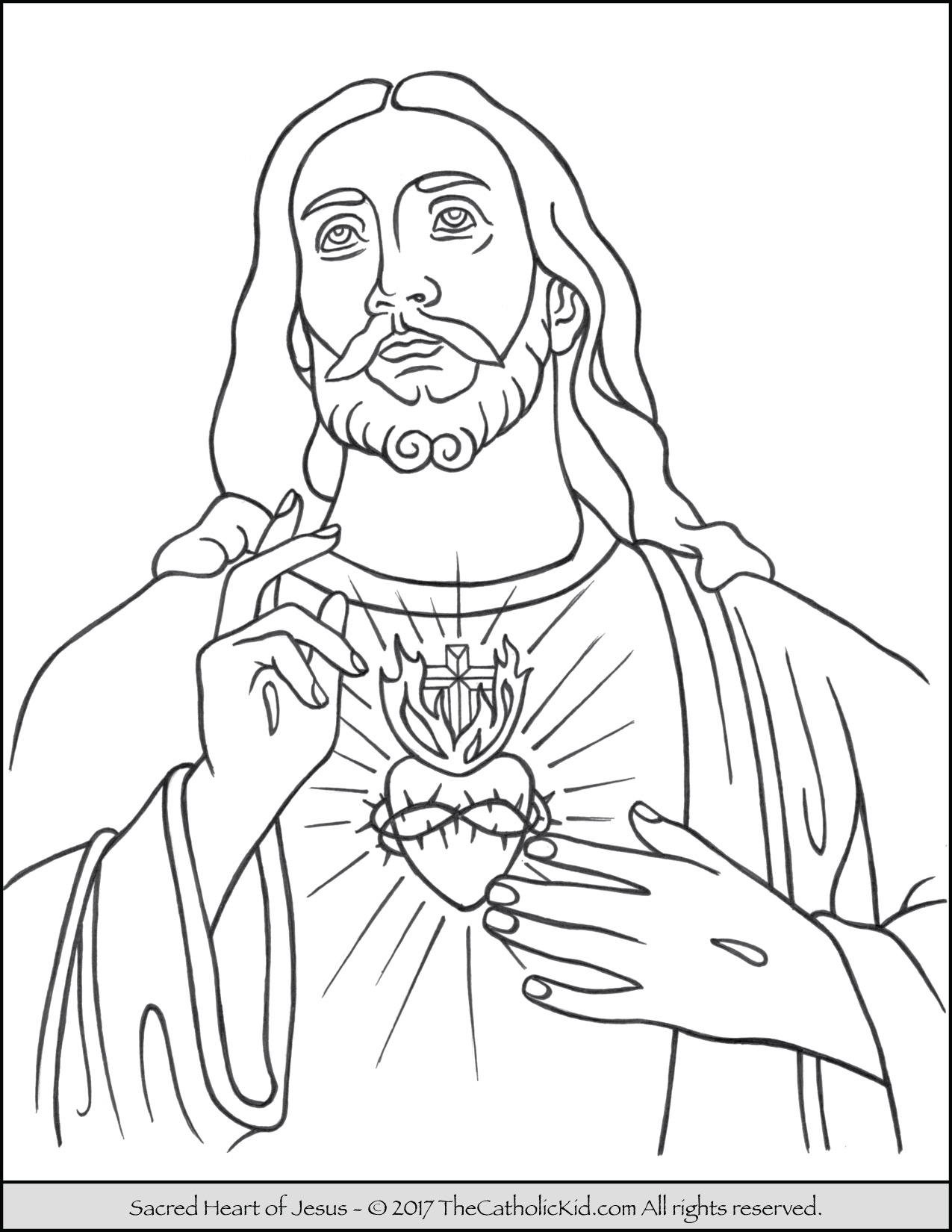 1275x1650 Sacred Heart Of Jesus Coloring Page