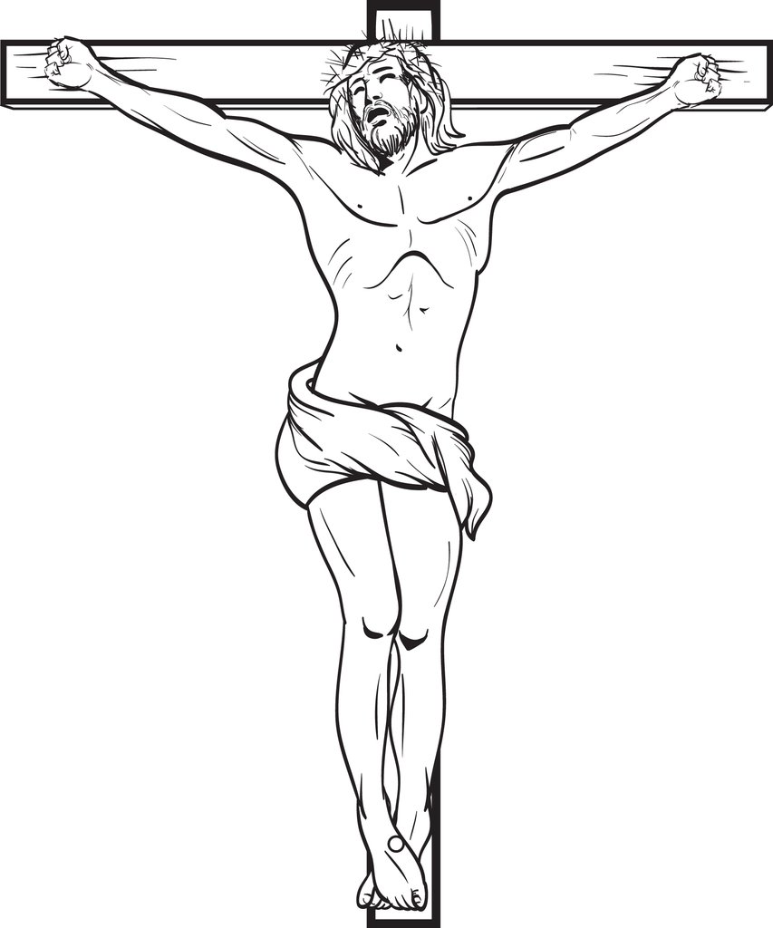 853x1024 Jesus Crucified On The Cross Free, Printable Coloring Page