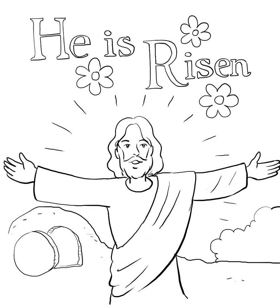 896x980 Coloring Page Jesus Has Risen Resurrection On Easter Sunday