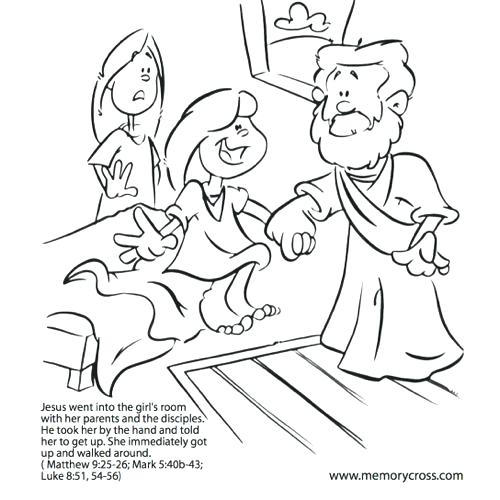 500x500 Jesus Heals Jairus Daughter Coloring Page Raises From The Dead Pk