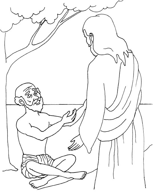 Jesus Heals The Blind Man Coloring Page