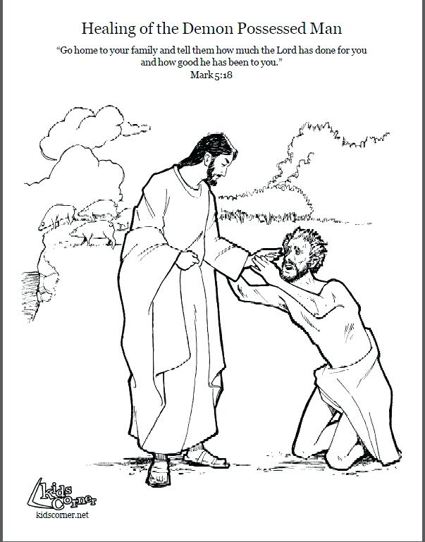603x769 Jesus Heals A Blind Man Coloring Page And The Demon Possessed Man