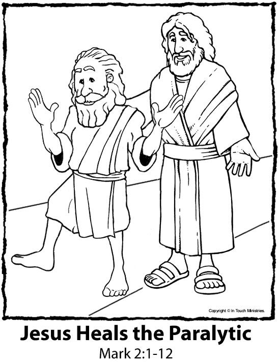 Jesus Heals The Paralyzed Man Colouring Pages