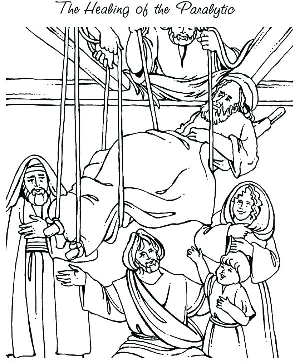 600x724 Jesus Heals A Paralyzed Man Coloring Page Heals A Paralyzed Man