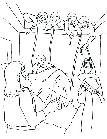 345x450 Jesus Heals The Paralytic Coloring Page Heals Blind Man Coloring