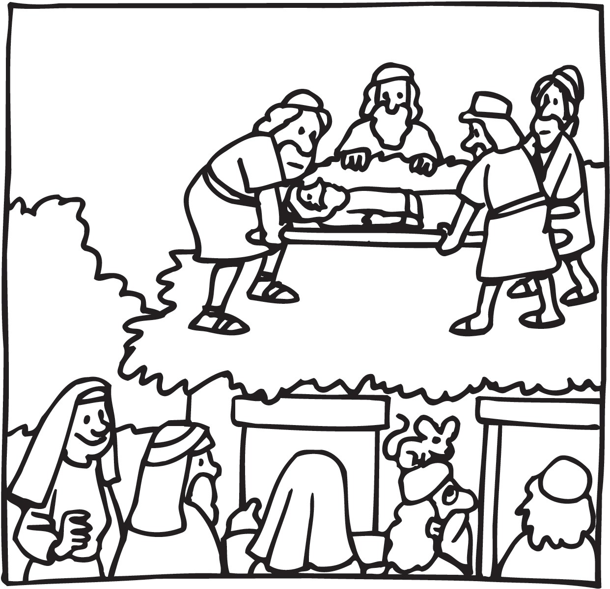 1242x1200 Colorful Jesus Heals A Paralytic Coloring Page Composition