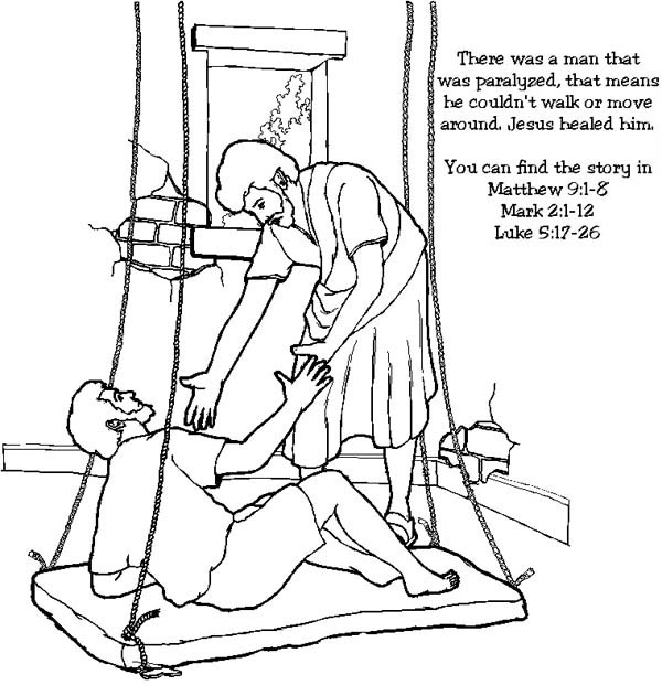 600x621 Jesus Heals A Paralyzed Man Coloring Page Miracles Of Jesus Healed