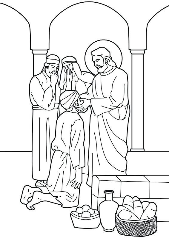 566x800 Jesus Heals 10 Lepers Coloring Page Gallery Heals The Blind Man