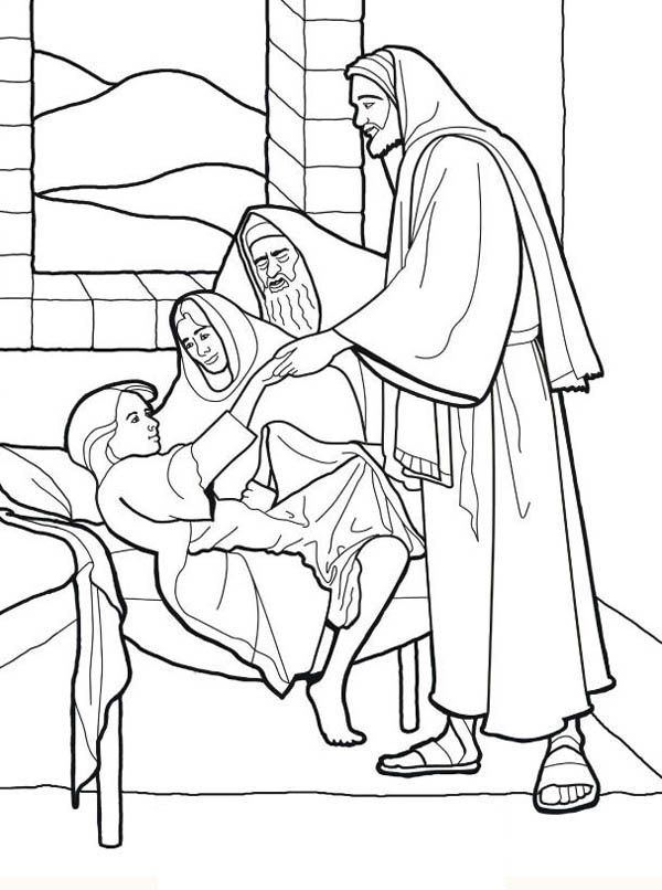 600x806 Sick Girl Who Healed By Miracles Of Jesus Coloring Page