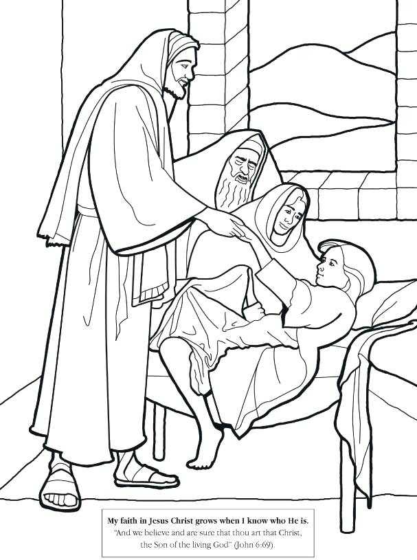 607x815 Healing Coloring Pages Healing Daughter Coloring Page Jesus Heals