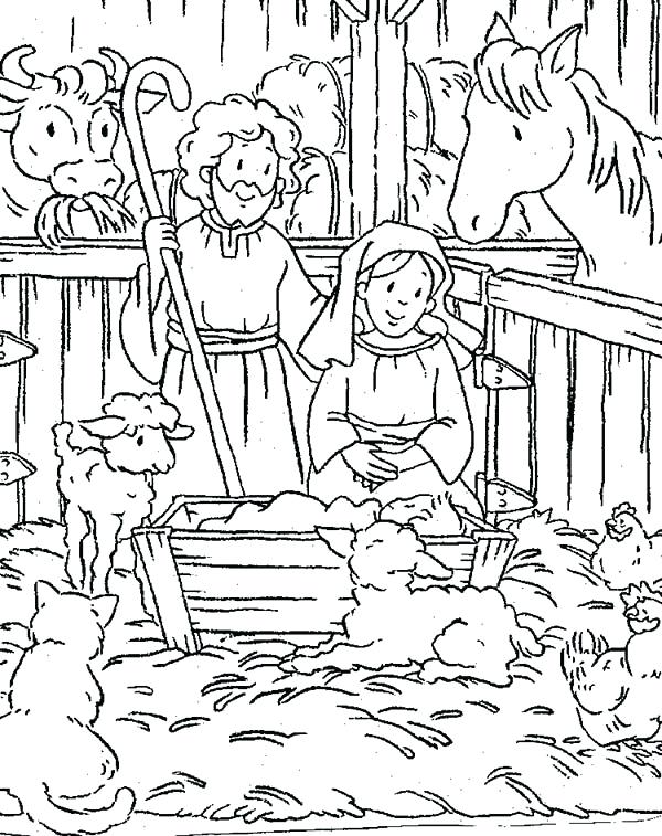600x757 Baby Jesus Manger Scene Coloring Page Pages About In