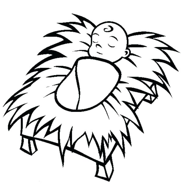 600x612 Coloring Baby Jesus Manger Coloring Page In Pages Babies Girl
