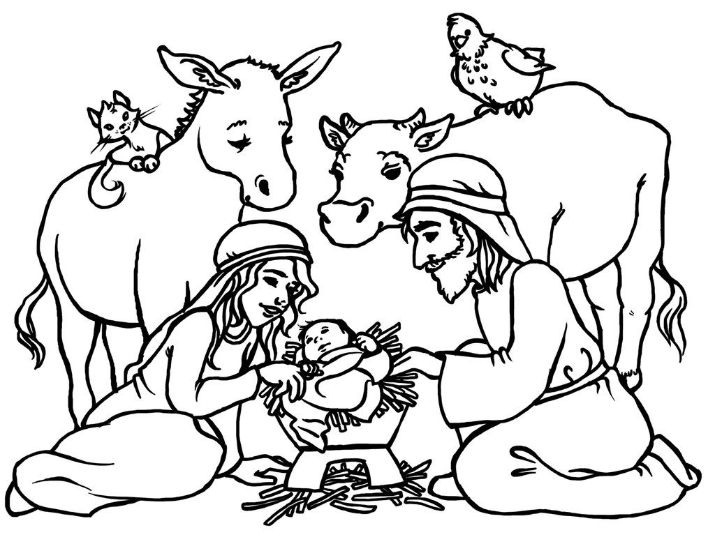 1024x780 Coloring Pages Of Jesus Birth Story Christmas Bible Throughout