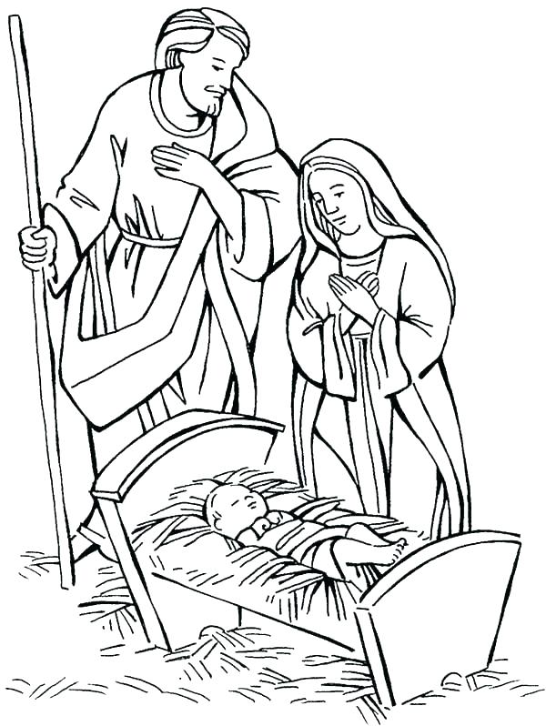 600x798 Jesus Is Born Coloring Pages Birth Of Coloring Pages Baby Manger