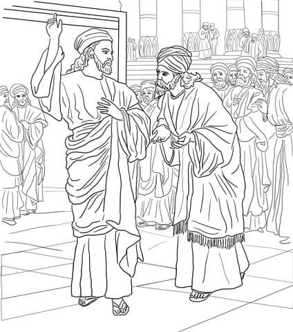 424x480 Pharisees And Sadducees Question Jesus Coloring Page From Jesus