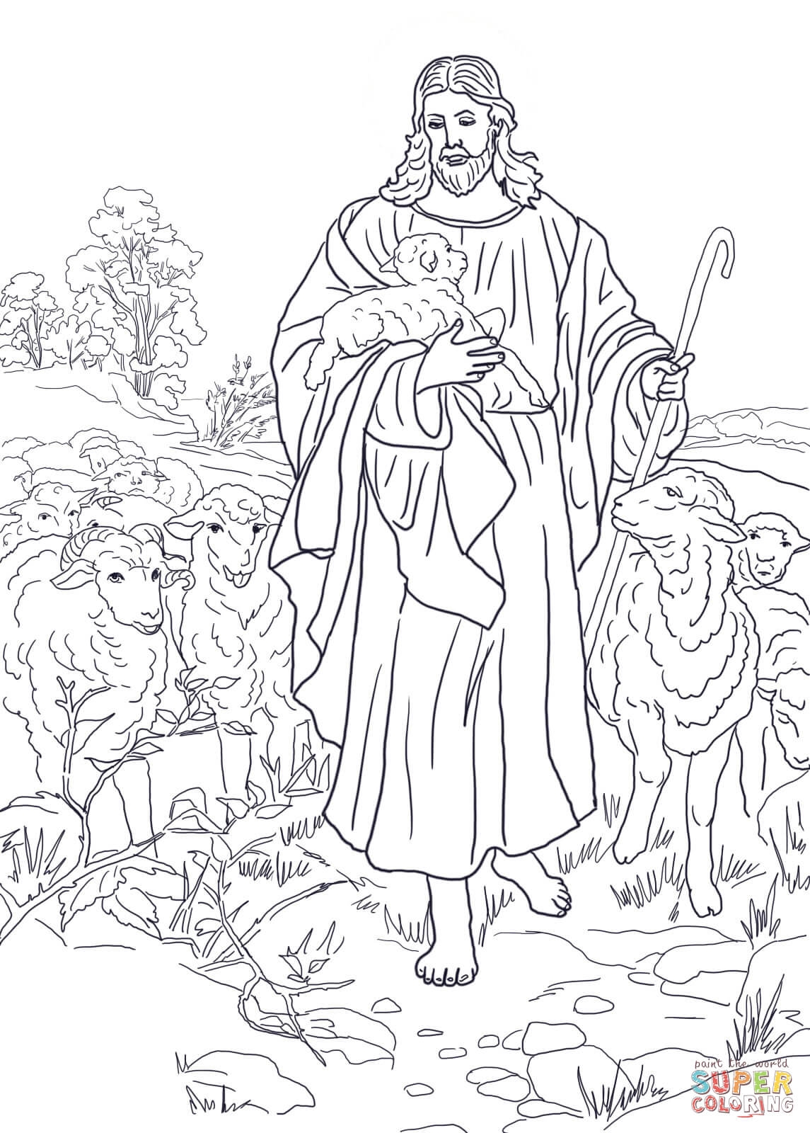 1145x1600 Jesus The Good Shepherd Coloring Pages Printable
