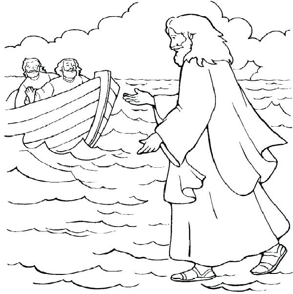 600x601 Jesus Walks On Water Coloring Page Coloring Pages For Peter Walks