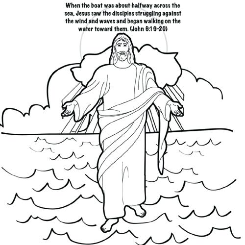 500x500 Jesus Walking On Water Coloring Page Pages Thanksgiving Walks