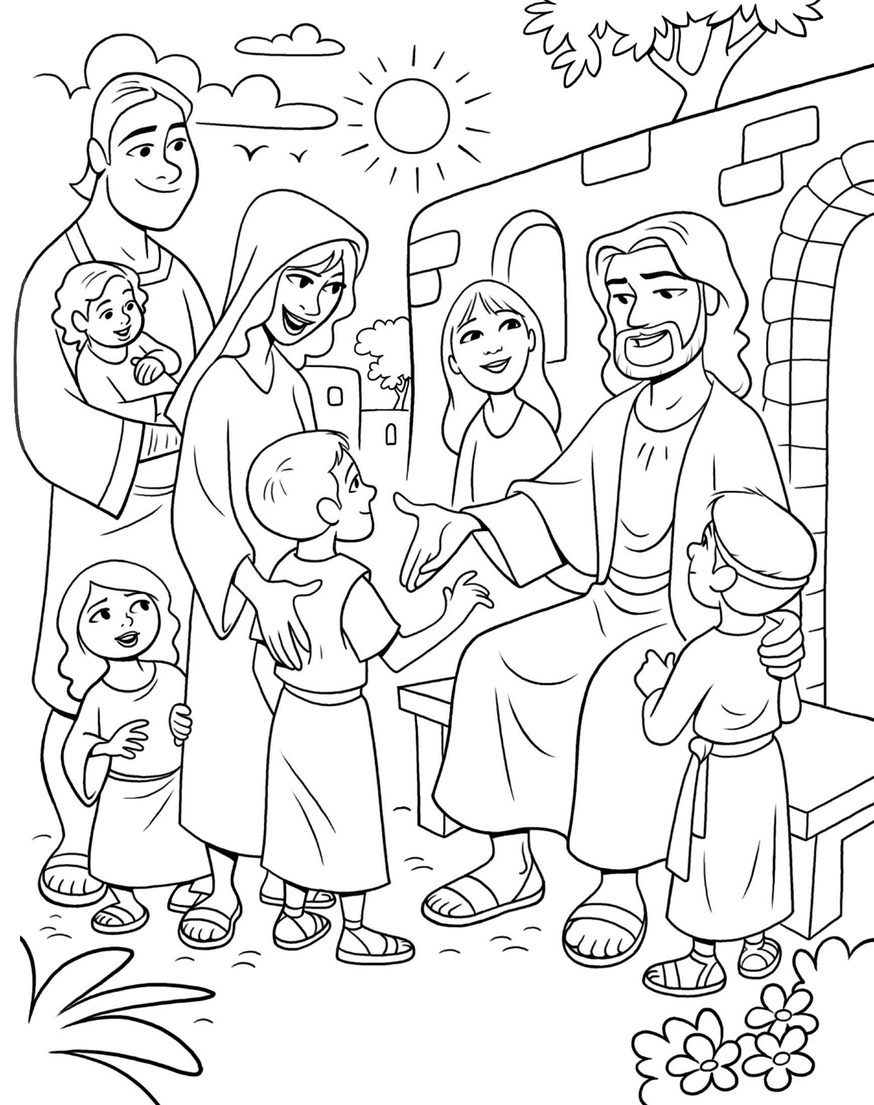 1265x1600 Jesus With Children Coloring Pages Coloring Page Jesus Children