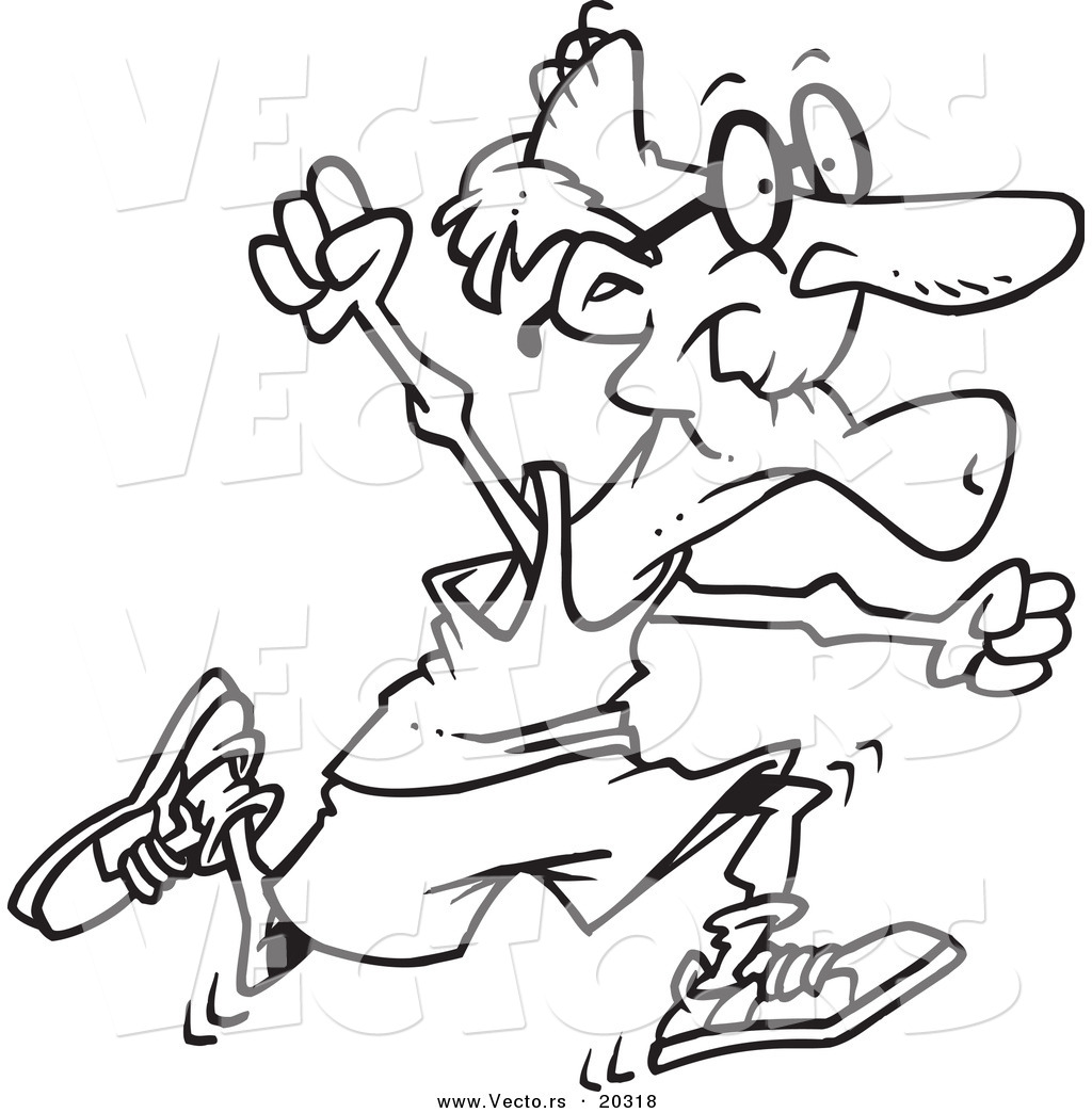 1024x1044 Vector Of A Cartoon Fit Senior Man Running