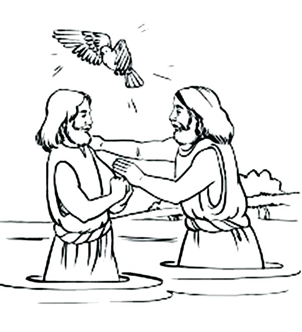 600x659 Jesus Baptism Coloring Pages Baptism Coloring Pages Holy Spirit