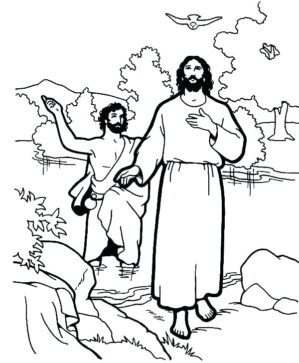 600x728 Jesus Baptism Coloring Pages Week Baptism John The Baptist