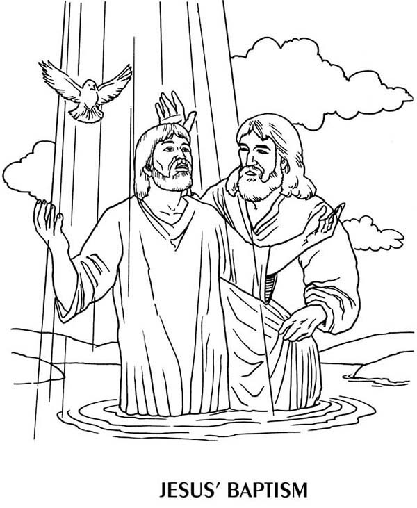 600x731 Jesus Baptism By John The Baptist Coloring Page