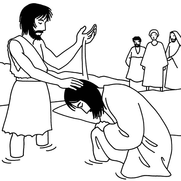 600x600 John Pouring Water Into Jesus Head In John The Baptist Coloring