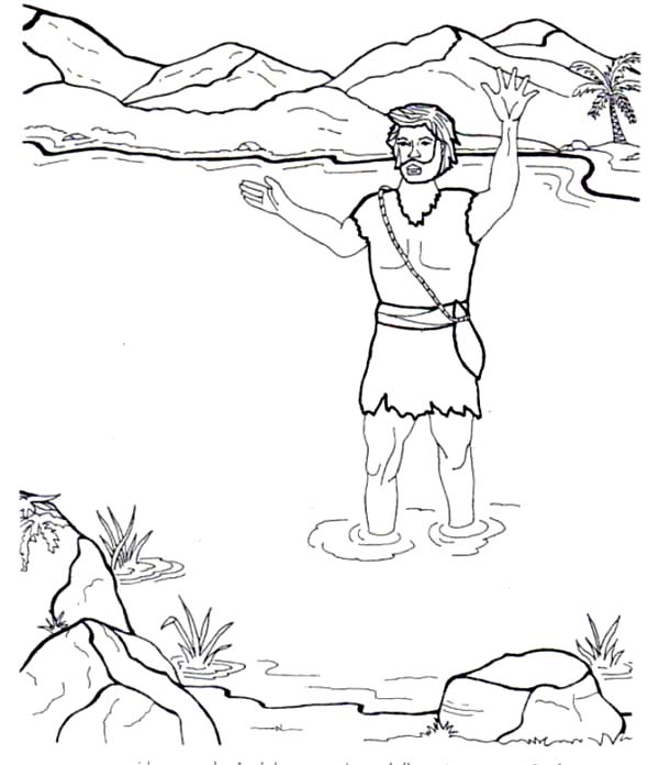 600x696 John The Baptist In The River Coloring Page