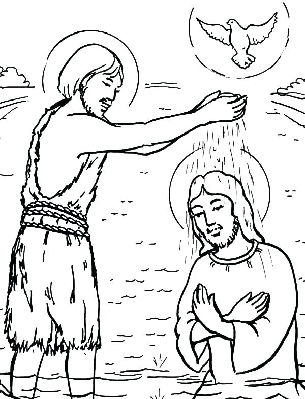 600x786 Baptism Of Jesus Coloring Page Captivating Jesus Baptism Coloring