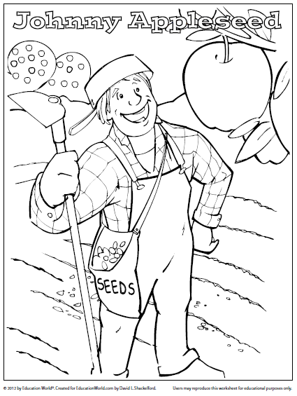 425x565 Coloring Sheet Johnny Appleseed Education World