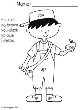 263x350 Johnny Appleseed Sight Word Coloring Sheet By Nicki Thigpen Tpt