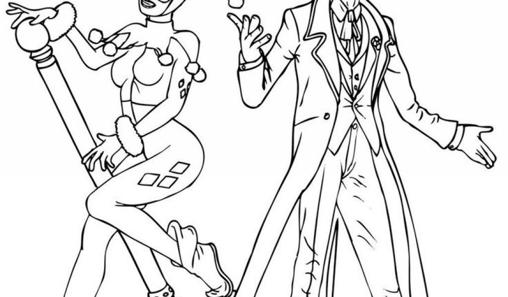 1024x600 Joker And Harley Quinn Coloring Pages