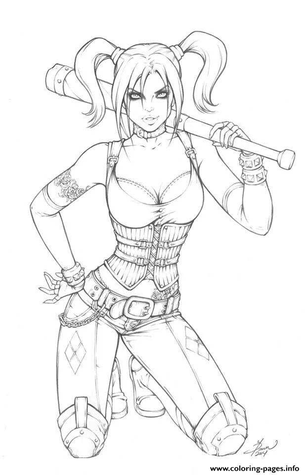 621x960 Drawn Harley Quinn Coloring Page