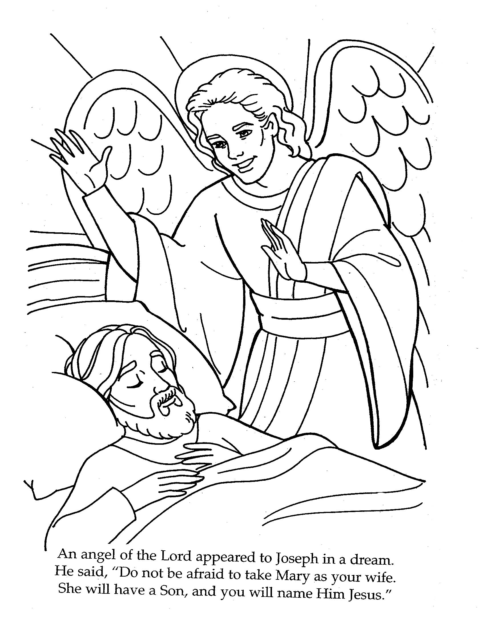 1696x2200 The Angel Visits Joseph Coloring Page