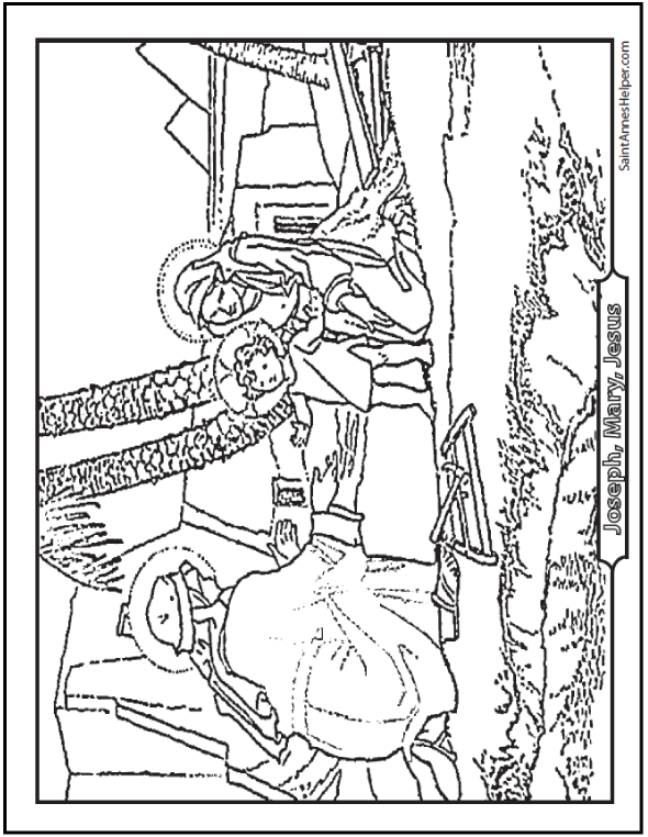 590x762 Baby Jesus Coloring Page Home With Joseph And Mary
